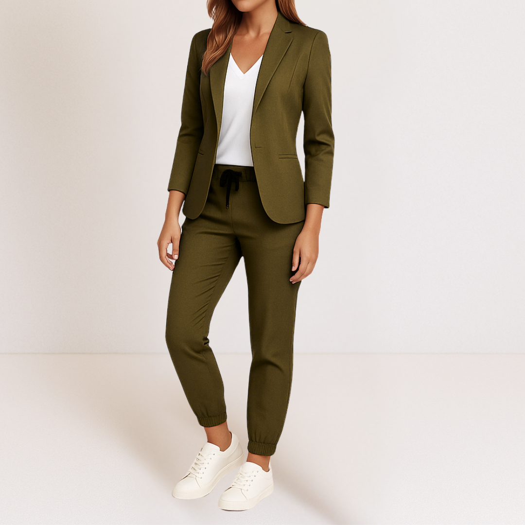 Ensemble tailleur deux pièces blazer et pantalon pour femme