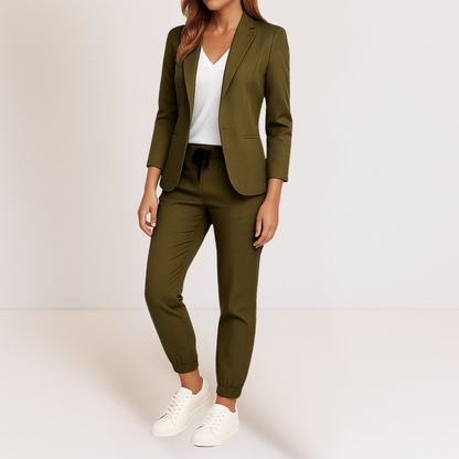 Ensemble tailleur deux pièces blazer et pantalon pour femme