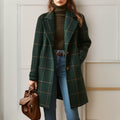 Manteau long à carreaux pour femme