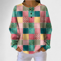 Pull à enfiler à carreaux multicolores pour femme