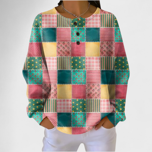 Pull à enfiler à carreaux multicolores pour femme