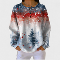 Pull à col rond pour femme avec imprimé sapin de Noël