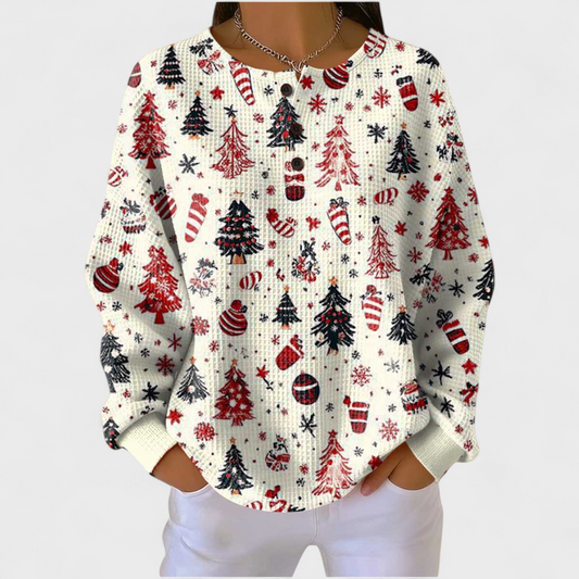 Pull de Noël à enfiler pour femme avec imprimé floral