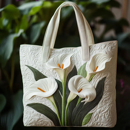 Sac matelassé artisanal – Lys blancs