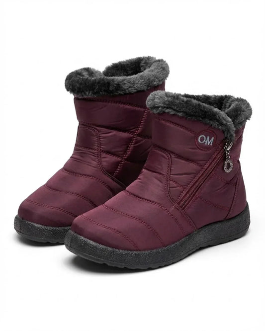 Bottines zippées matelassées doublées en polaire pour femme