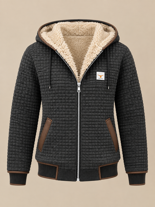 Veste matelassée zippée à capuche doublée en sherpa pour femme