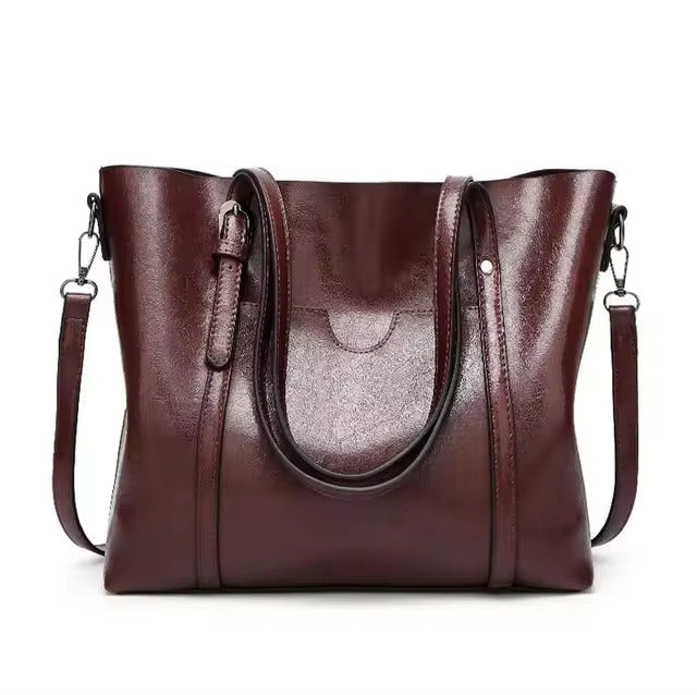 Sac à main cabas marron foncé pour femme avec poignée supérieure et bandoulière