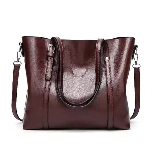 Sac à main cabas marron foncé pour femme avec poignée supérieure et bandoulière