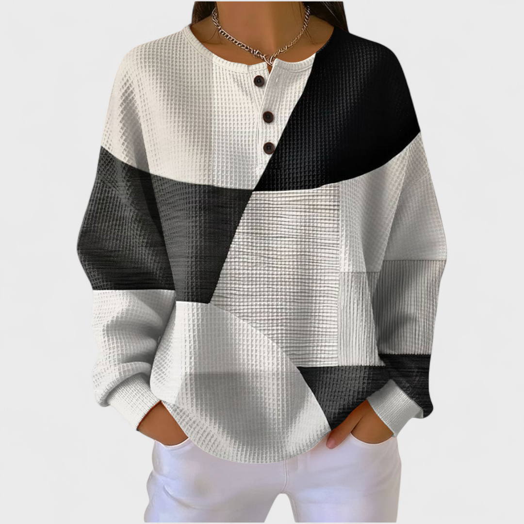 Pull à enfiler pour femme à blocs de couleurs géométriques