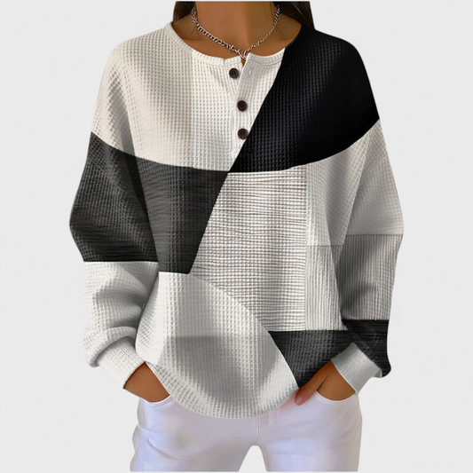 Pull à enfiler pour femme à blocs de couleurs géométriques