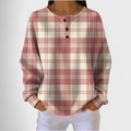 Pull à enfiler pour femme à carreaux et col boutonné