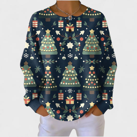 Pull à enfiler pour femme à motif sapin de Noël