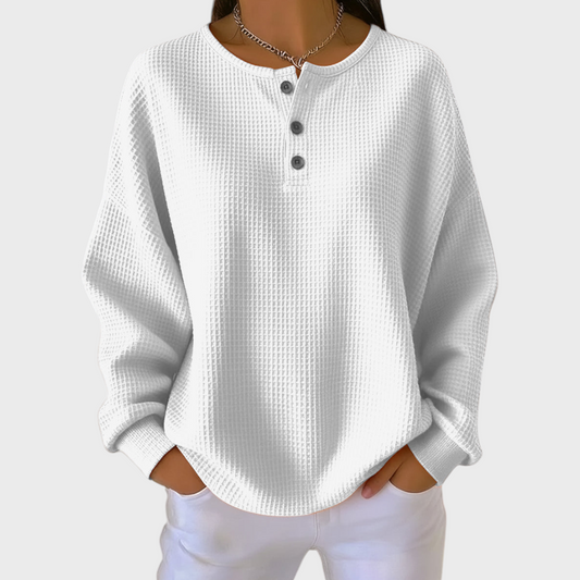 Pull en maille à col boutonné pour femme