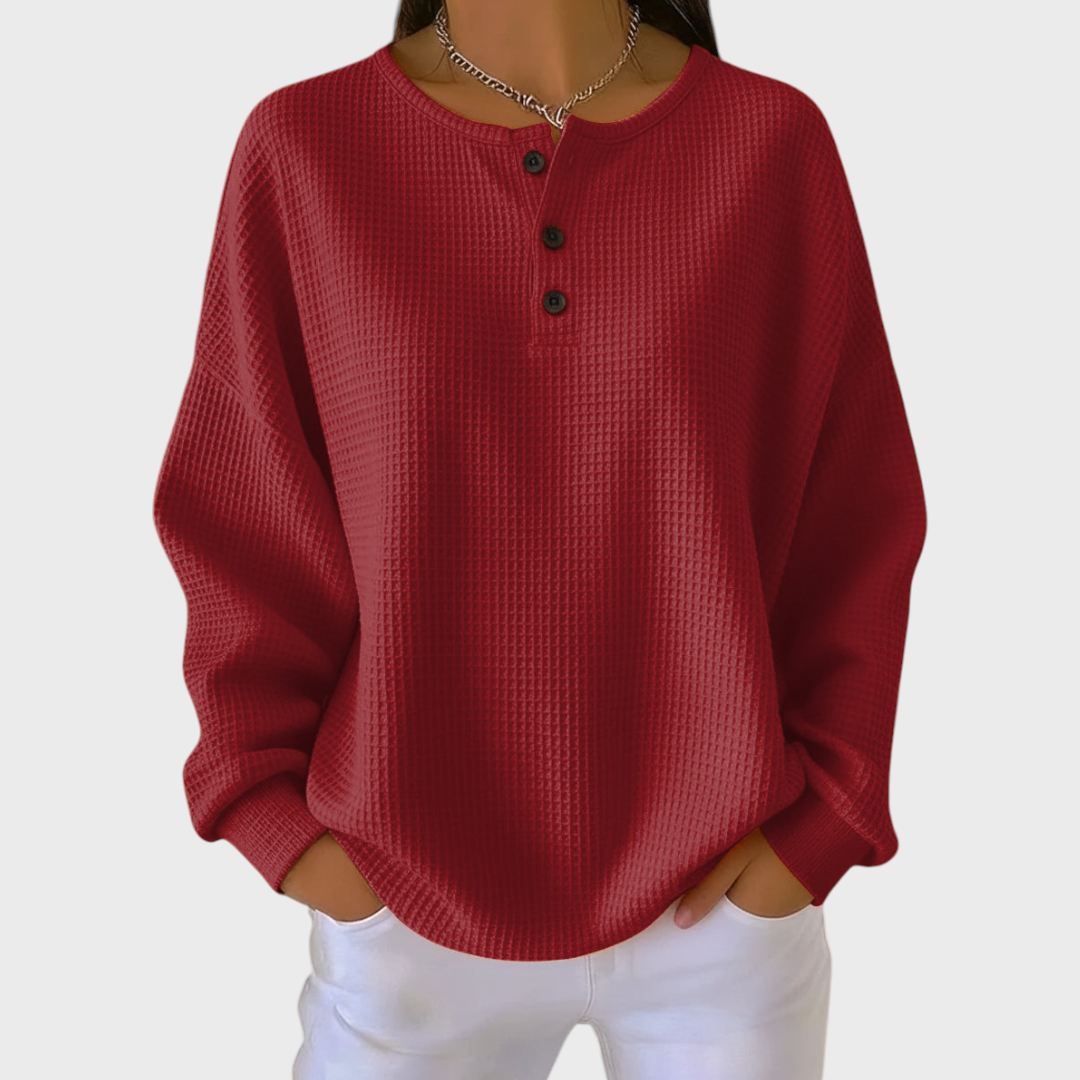 Pull en maille à col boutonné pour femme