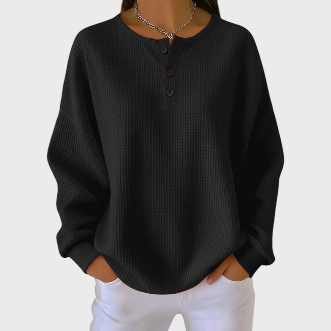 Pull en maille à col boutonné pour femme