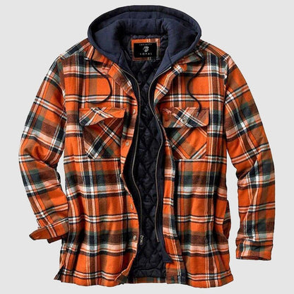 Men’s Hooded Plaid Shirt Jacket