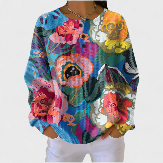 Pull à enfiler pour femme à imprimé floral coloré