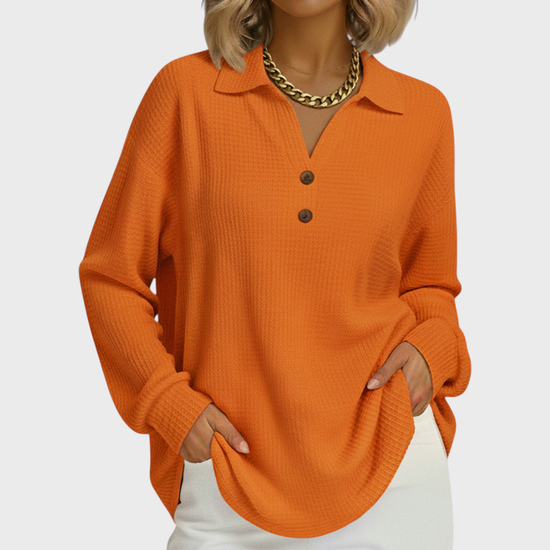 Pull en maille à encolure boutonnée pour femme