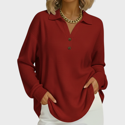 Pull en maille à encolure boutonnée pour femme