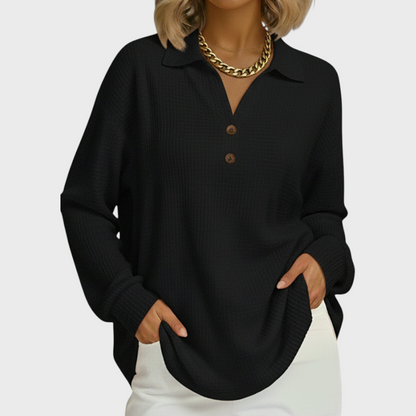 Pull en maille à encolure boutonnée pour femme