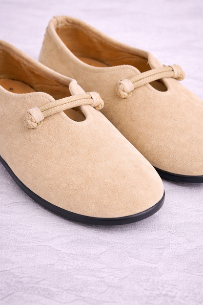 Livia | Ballerines à enfiler avec nœud en suède