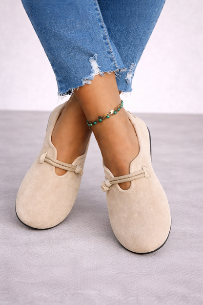 Livia | Ballerines à enfiler avec nœud en suède