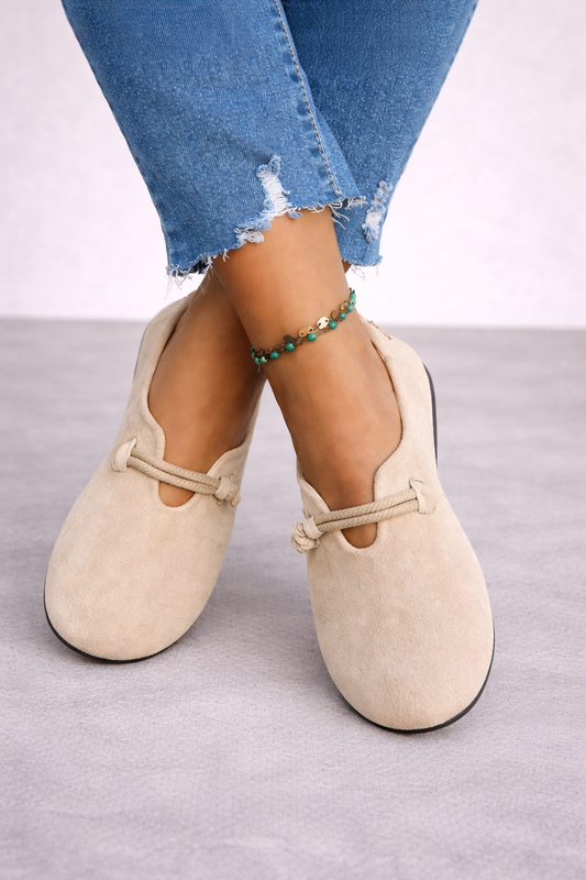 Livia | Ballerines à enfiler avec nœud en suède