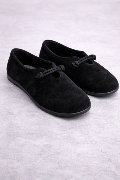 Livia | Ballerines à enfiler avec nœud en suède