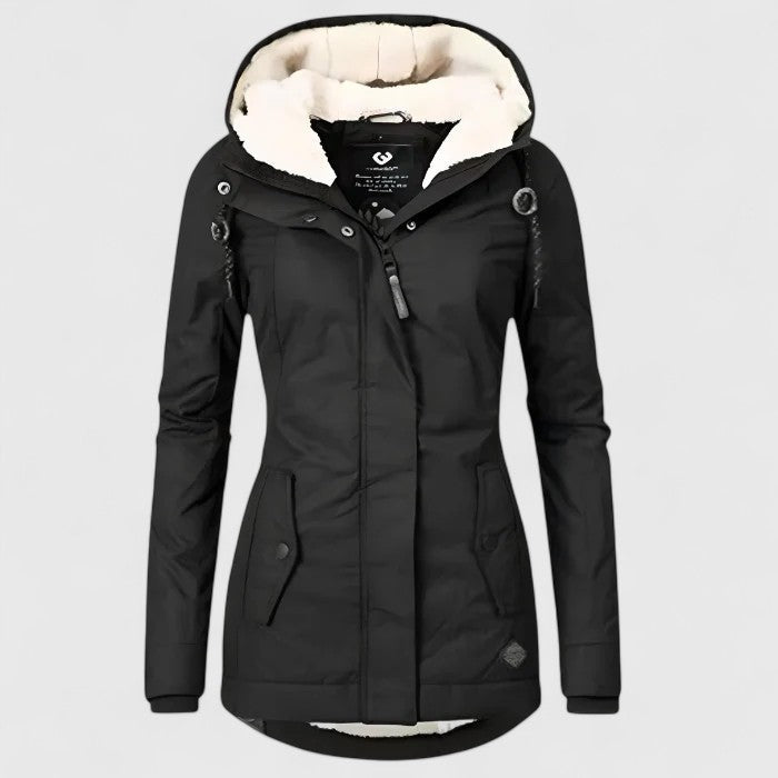 Parka à capuche chaude et isolante pour femme