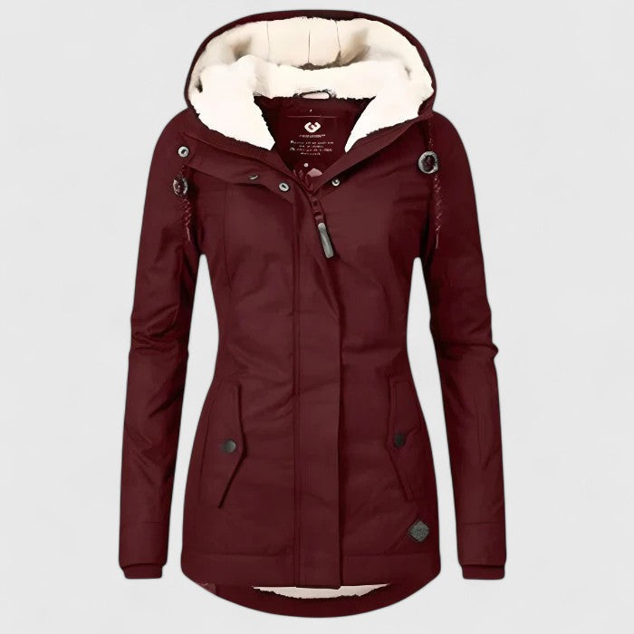 Parka à capuche chaude et isolante pour femme