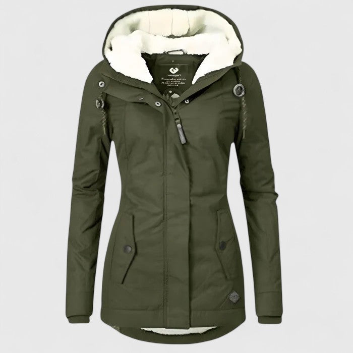 Parka à capuche chaude et isolante pour femme