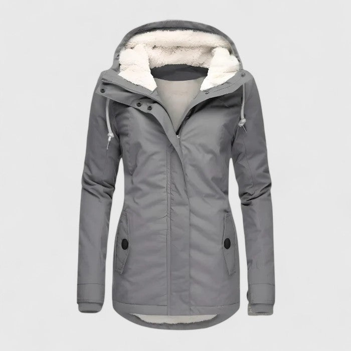 Parka à capuche chaude et isolante pour femme