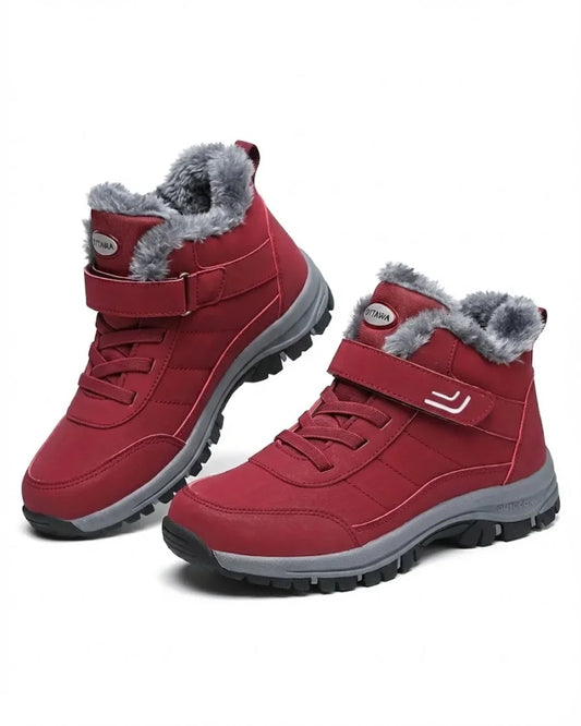 Bottes de neige à lacets jusqu’à la cheville pour femme, doublées en peluche