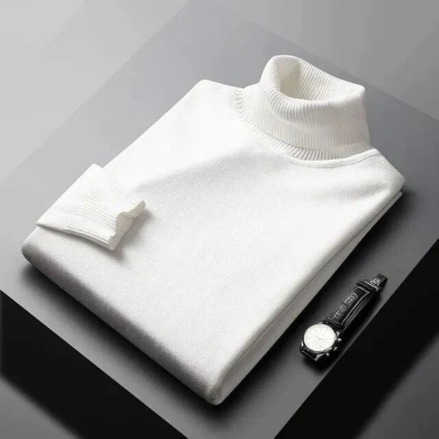 Pull à col roulé côtelé pour homme