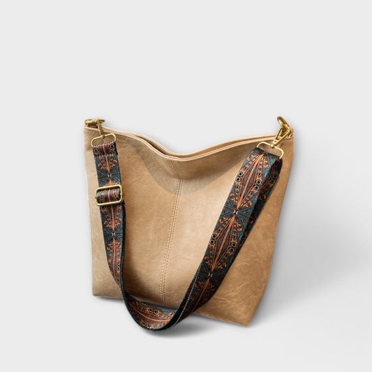 Sac bandoulière beige vintage pour femme