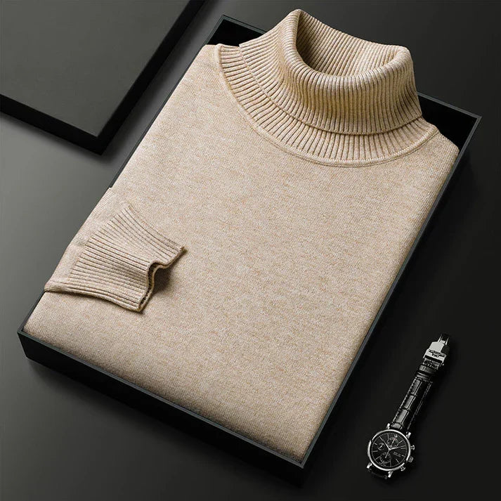 Pull à col roulé côtelé pour homme