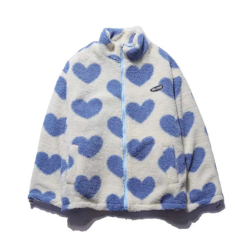 Veste à capuche réversible à imprimé cœur pour femme