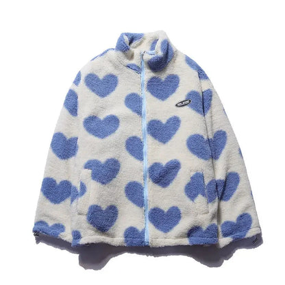 Veste à capuche réversible à imprimé cœur pour femme