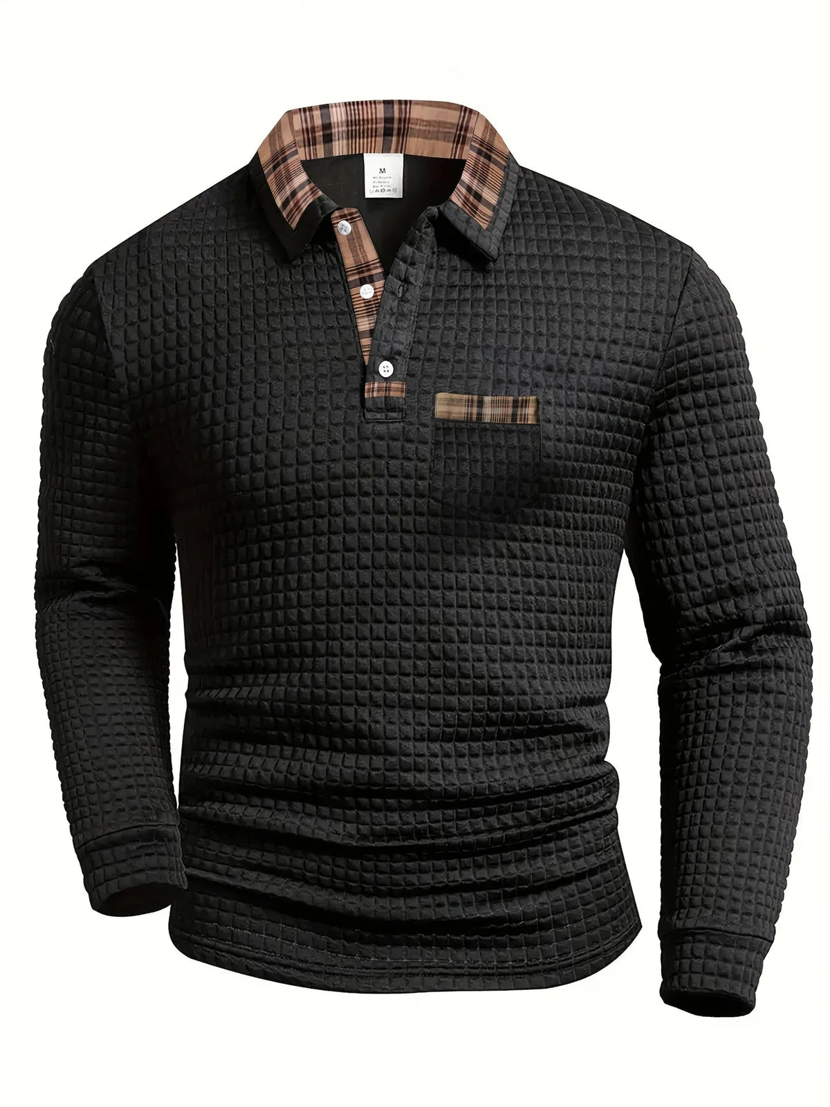 Pull-over homme à col boutonné texturé