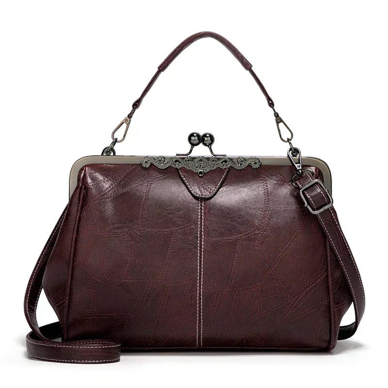Sac à bandoulière pour femme marron café à rabat et fermeture magnétique