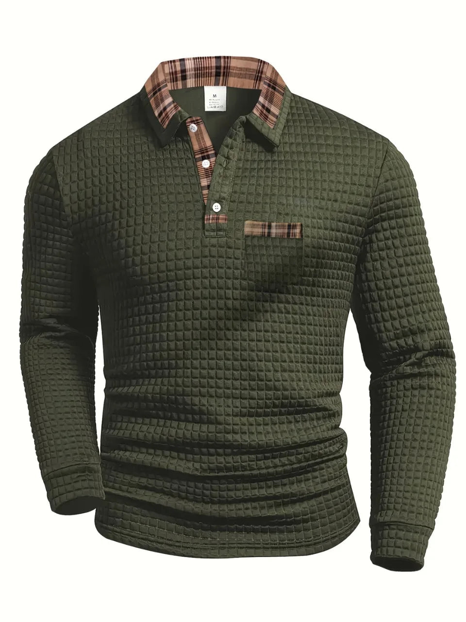 Pull-over homme à col boutonné texturé