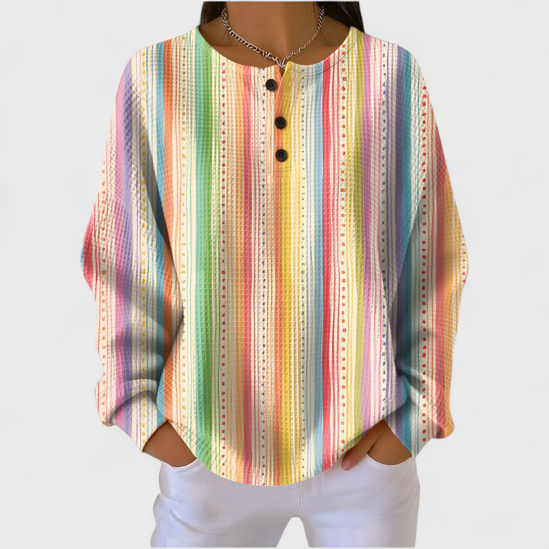 Pull à rayures arc-en-ciel pour femme