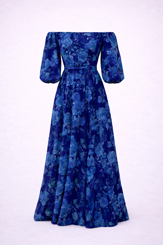 Serena | Robe longue fleurie à épaules dénudées