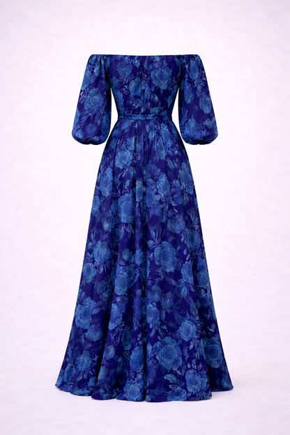 Serena | Robe longue fleurie à épaules dénudées