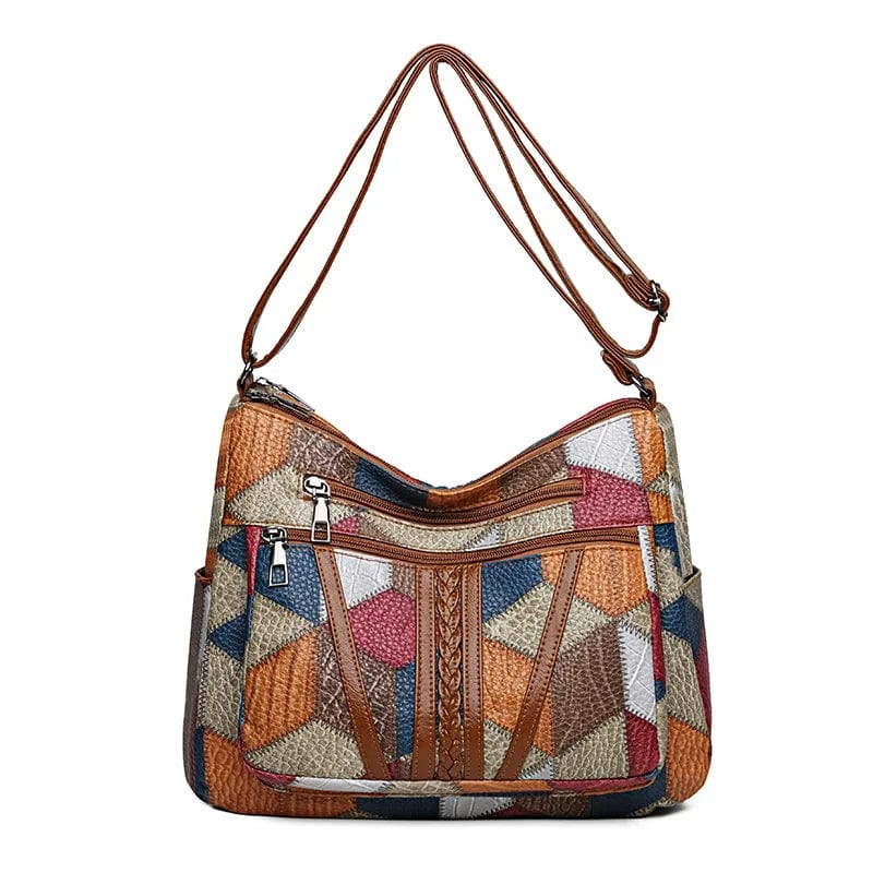Sac à main pour femme à imprimé mosaïque avec plusieurs fermetures éclair