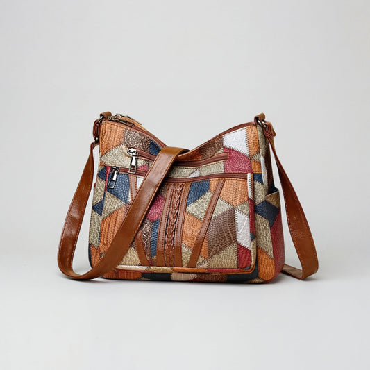 Sac à main pour femme à imprimé mosaïque avec plusieurs fermetures éclair