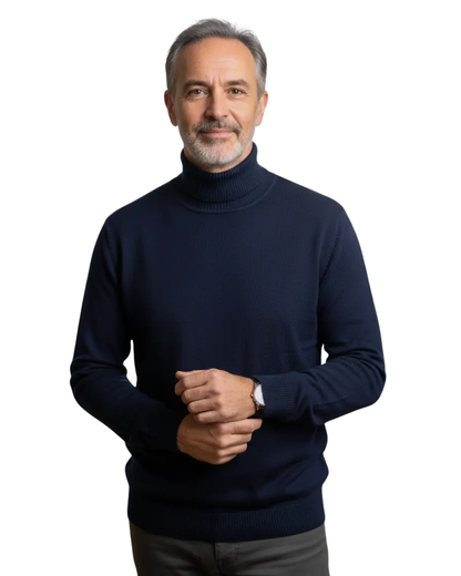 Pull à col roulé côtelé pour homme