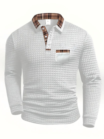 Pull-over homme à col boutonné texturé
