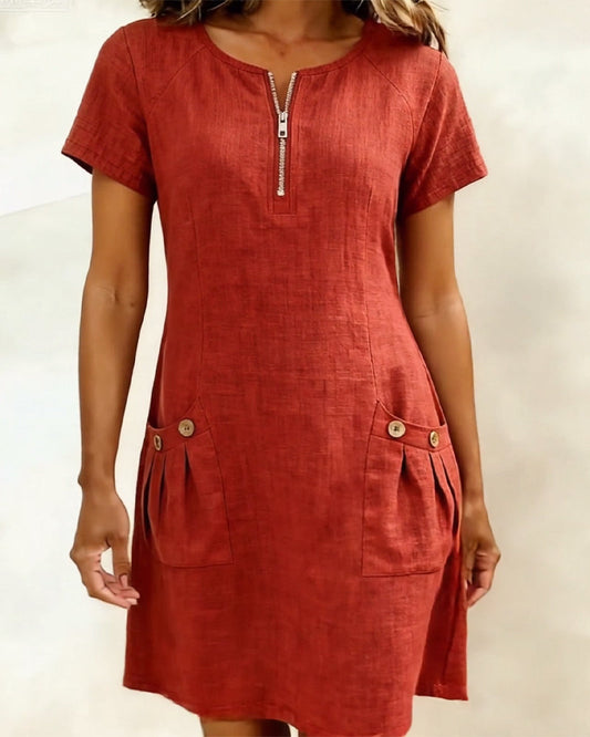 Aria® | Robe en coton avec poche zippée