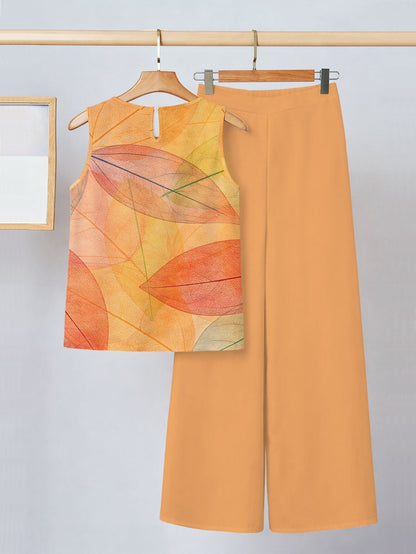 Ambre | Ensemble deux pièces à imprimé feuilles
